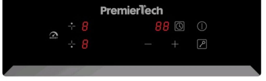 PT-PC2I PremierTech Piano Cottura Induzione 30cm 2 Fuochi da incasso Funzione Boost Touch Control Display Led Vetro Front Edge