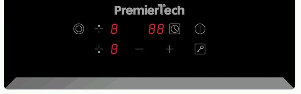 PT-PC2C PremierTech Piano Cottura Vetroceramica 30cm Elettrico 2 Fuochi Display Led Touch Control Vetro Front smussato