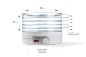 PremierTech® PremierTech PT-DE5 Essiccatore Frutta Verdura Carne Erbe 5 piani temp. 35-70 gradi 245watt ventola