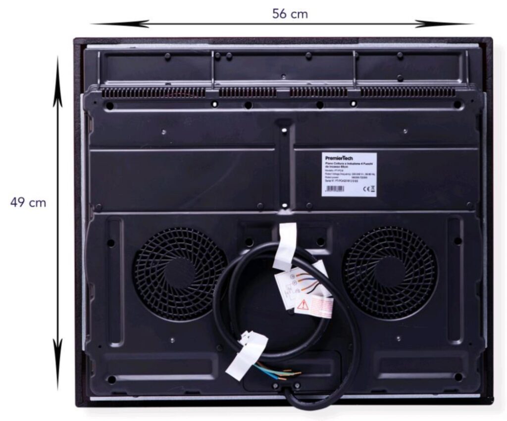 PT-PC4I PremierTech Piano Cottura a Induzione da incasso 4 Zone 60cm 7000watt Slide Touch Control Funzione Boost Led Display Vetro Front Edge