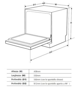 PremierTech PTLS6S Silver Lavastoviglie 6 coperti 8 programmi libera installazione