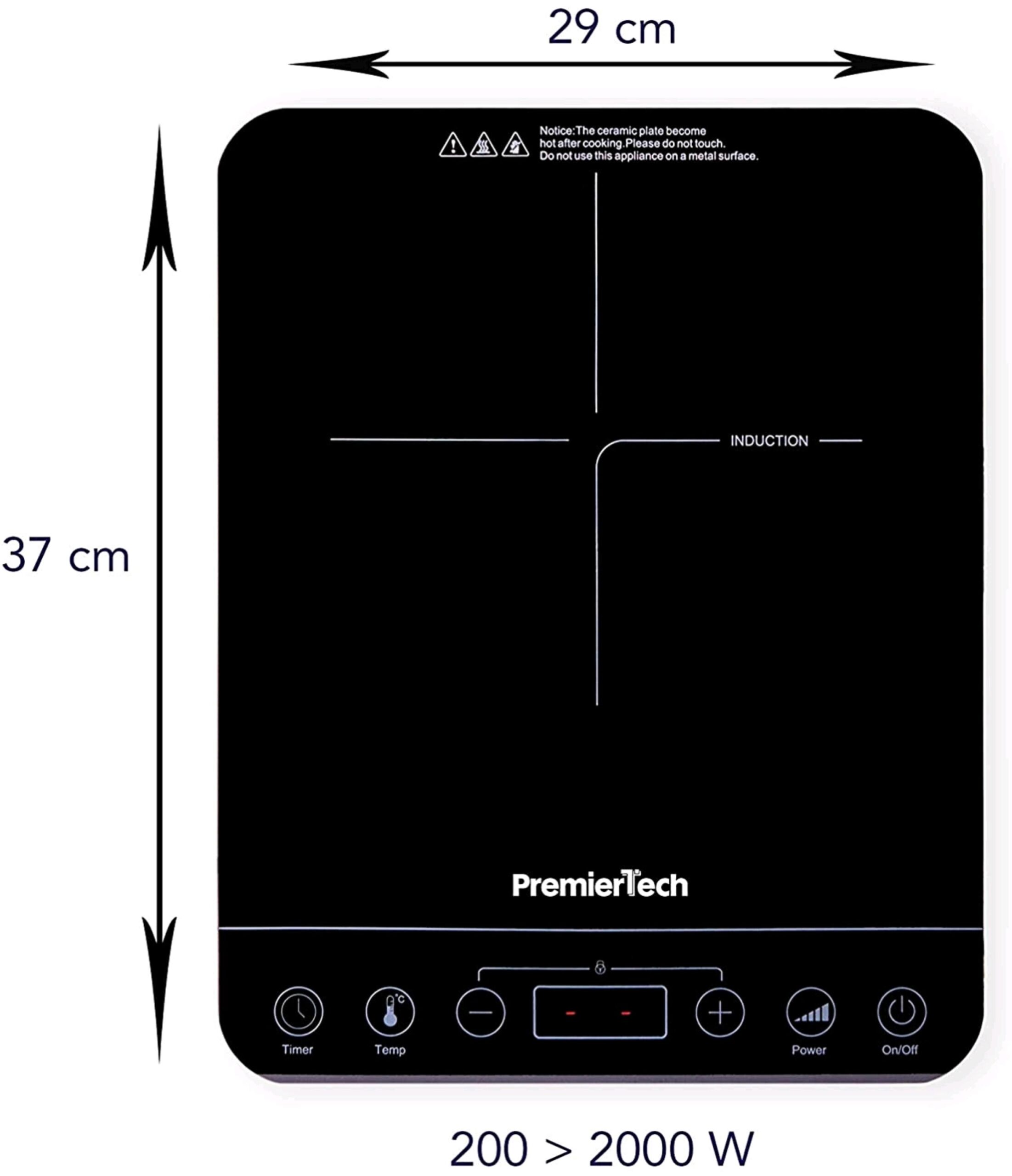 PT-PI1 Piastra a Induzione portatile Fornello Controlli Touch Display led 10 livelli di potenza 200>2000watt Timer 180min 4cm spessore PremierTech