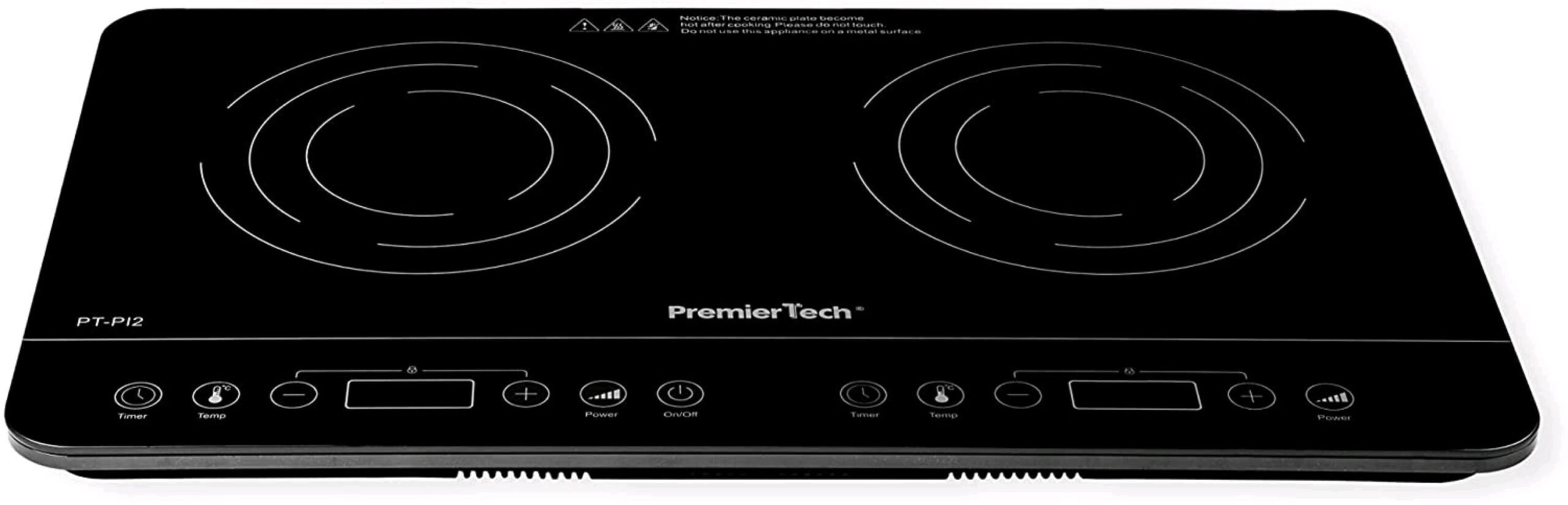PremierTech® PT-PI2 Piastra a Induzione Doppia Fornello Controlli Touch Display led 10 livelli di potenza 200>3500watt Timer 180min ultra slim  PremierTech