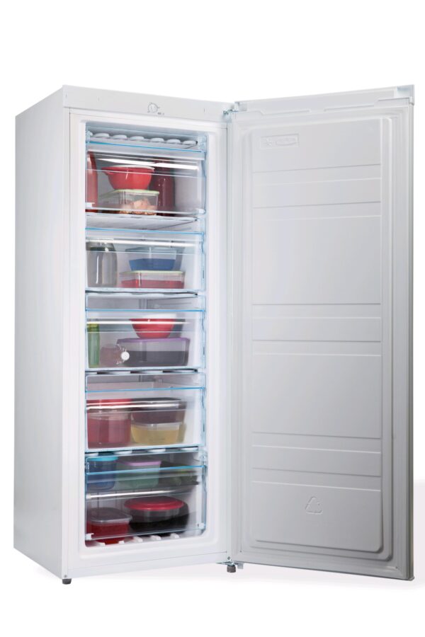 PremierTech PT-FR153 Congelatore Verticale Freezer 160 litri -24°gradi Classe E (ex A++) 4**** Stelle 3 Cassetti e 2 Sportelli