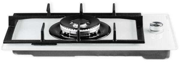 PremierTech PC301GW Piano Cottura a Gas 1 fuoco 30cm Vetro Bianco 1 bruciatore griglie in ghisa