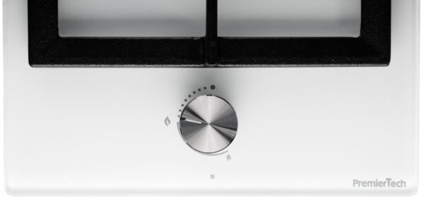 PremierTech PC301GW Piano Cottura a Gas 1 fuoco 30cm Vetro Bianco 1 bruciatore griglie in ghisa