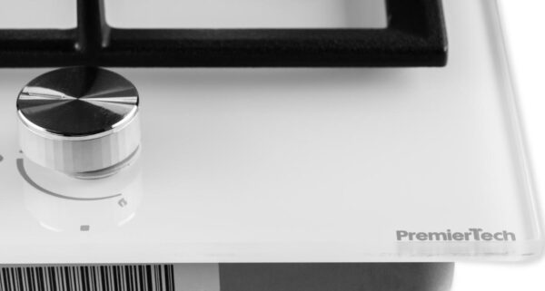PremierTech PC301GW Piano Cottura a Gas 1 fuoco 30cm Vetro Bianco 1 bruciatore griglie in ghisa