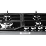PremierTech Piano Cottura a Gas in Vetro Nero da 60cm 4 fuochi con Wok supporti in ghisa PC604FG 344665