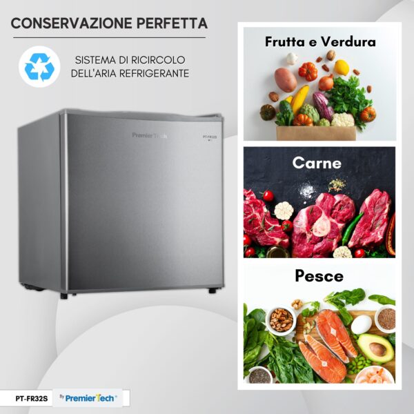PremierTech PT-FR32S Mini Freezer Silver Congelatore verticale 31 litri -24 gradi 4 Stelle **** Classe E