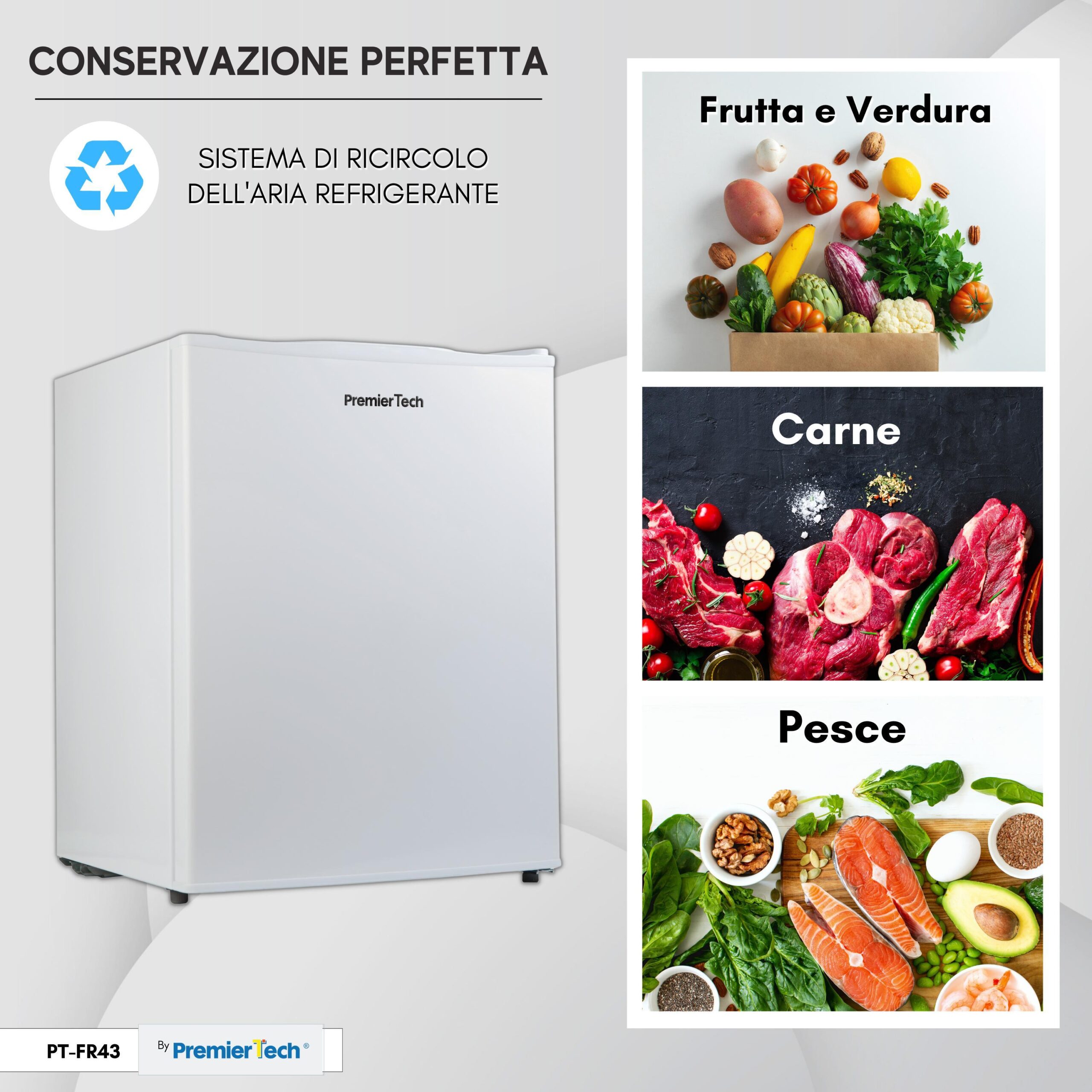 PremierTech PT-FR43 Mini Freezer Congelatore 42 litri da -24? gradi 4**** Stelle E 39dB 343398