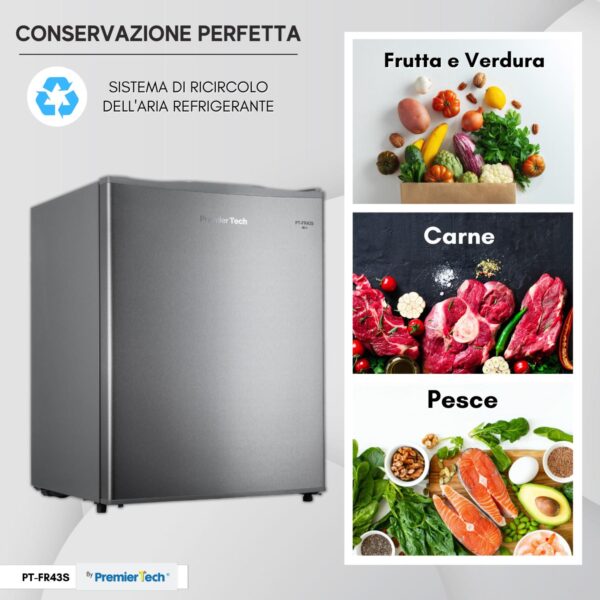 PremierTech PT-FR43S Mini Freezer Piccolo Congelatore 42 litri Classe E Silver