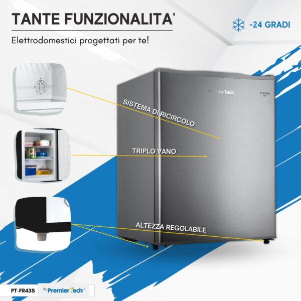 PremierTech PT-FR43S Mini Freezer Piccolo Congelatore 42 litri Classe E Silver