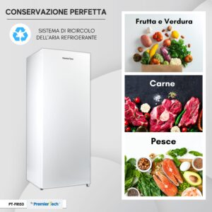 PremierTech® PremierTech PT-FR153 Congelatore Verticale Freezer 160 litri -24°gradi Classe E 4**** Stelle 3 Cassetti e 2 Sportelli