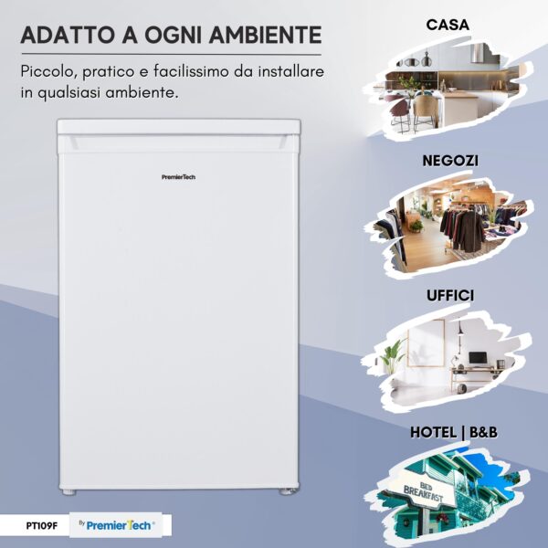 PremierTech PT109F Mini Frigorifero 109 litri 40dB Frigorifero per Ufficio Hotel B&B Stanze Classe E bianco