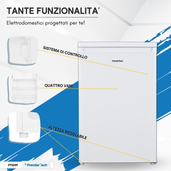 PremierTech PT109F Mini Frigorifero 109 litri 40dB Frigorifero per Ufficio Hotel B&B Stanze Classe E bianco