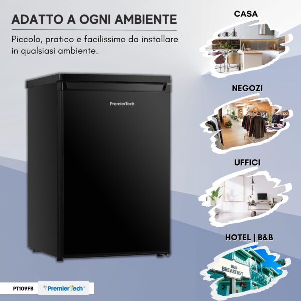 PremierTech Frigorifero 109 litri 40dB Frigorifero per Ufficio Hotel B&B Stanze Classe E Nero PT109FB