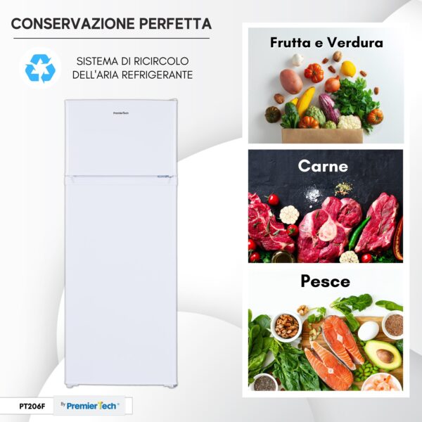 Frigorifero 206 litri Doppia Porta con Congelatore Bianco - Classe E PT206F PremierTech