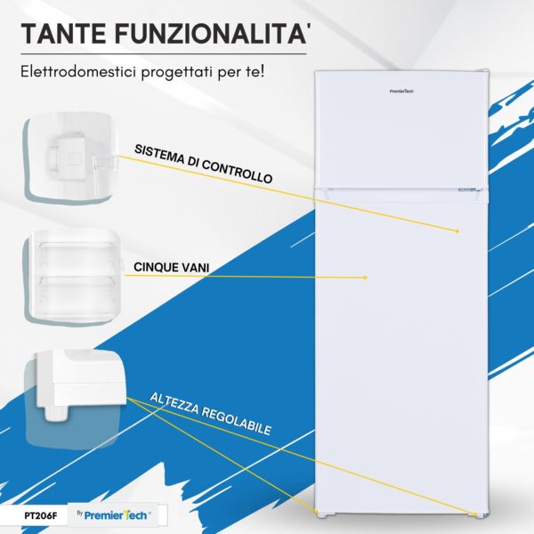 Frigorifero 206 litri Doppia Porta con Congelatore Bianco - Classe E PT206F PremierTech