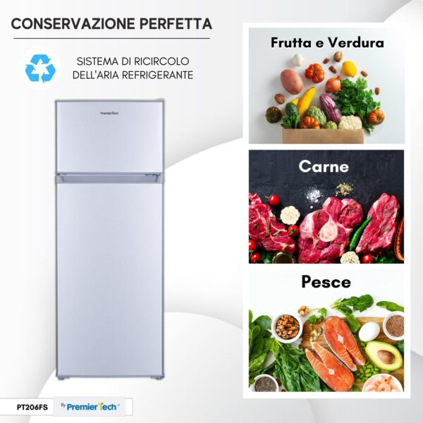 PT206FS PremierTech Frigorifero doppia porta con congelatore silver