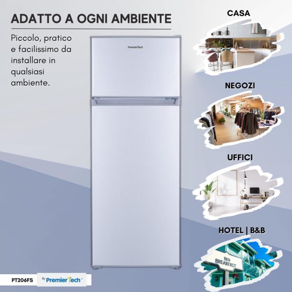 PT206FS PremierTech Frigorifero doppia porta con congelatore silver