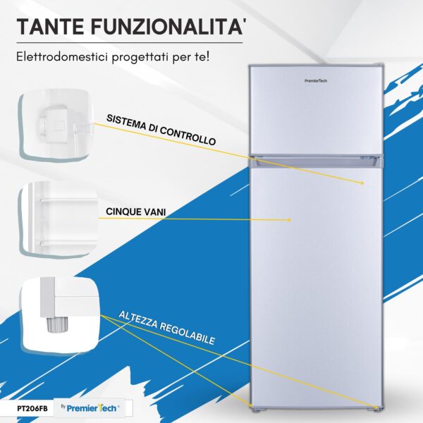 PT206FS PremierTech Frigorifero doppia porta con congelatore silver