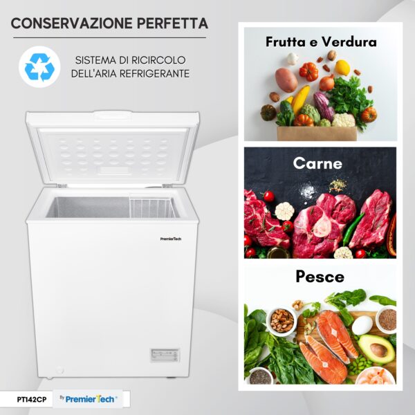 PremierTech PT142CP Congelatore a Pozzetto da 142 Litri 4 Stelle **** Classe Energetica E