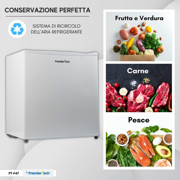 PremierTech Mini Frigo Bar 45 Litri Frigo Hotel Frigo Ufficio Classe E Bianco PT-F47