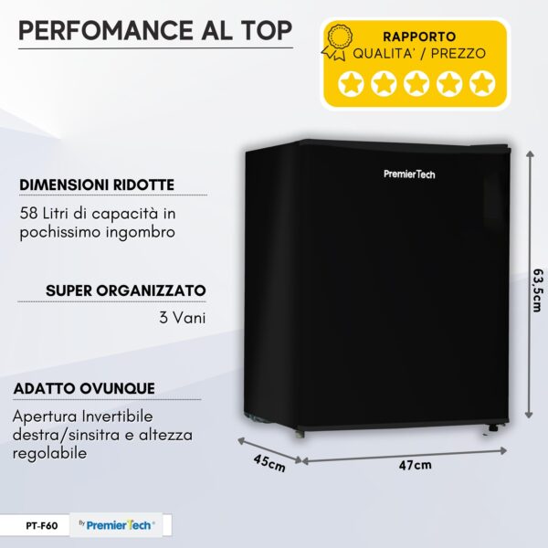 PT-F60B PremierTech Mini Frigo Bar Nero 58 Litri E Frigo Bar Frigo Hotel Frigo Ufficio