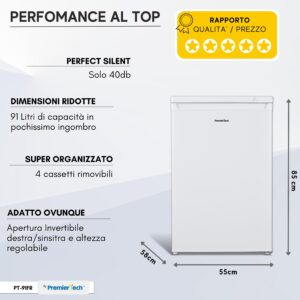 Premiertech PT91FR Congelatore Freezer verticale 91 litri Classe E sottotavolo