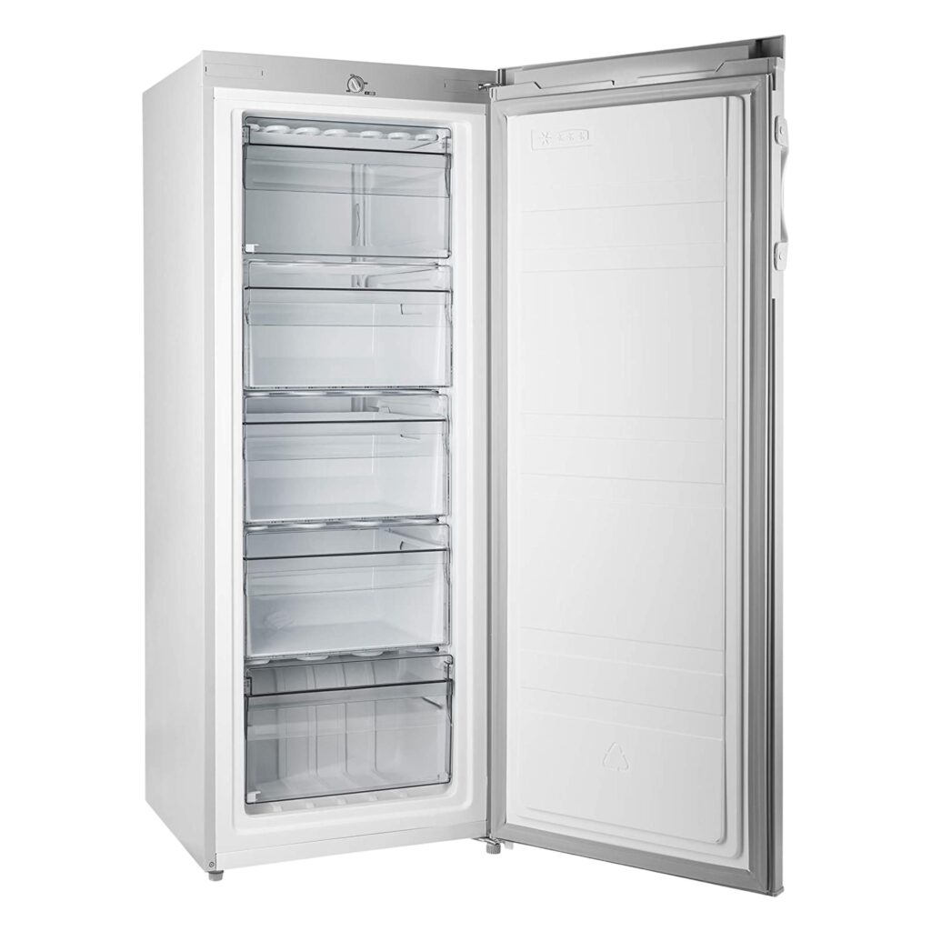 PremierTech PT-FR153S Congelatore Verticale Silver Freezer 160 litri -24°gradi Classe E 4**** Stelle 3 Cassetti e 2 Sportelli