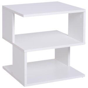 Oigger Tavolino da Caffè 2 Ripiani Aperti Design Moderno Salotto Soggiorno Legno 40x40x43cm Bianco