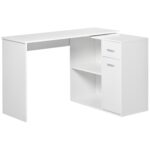 Oigger Scrivania Angolare con Libreria Scaffale in Legno Bianco