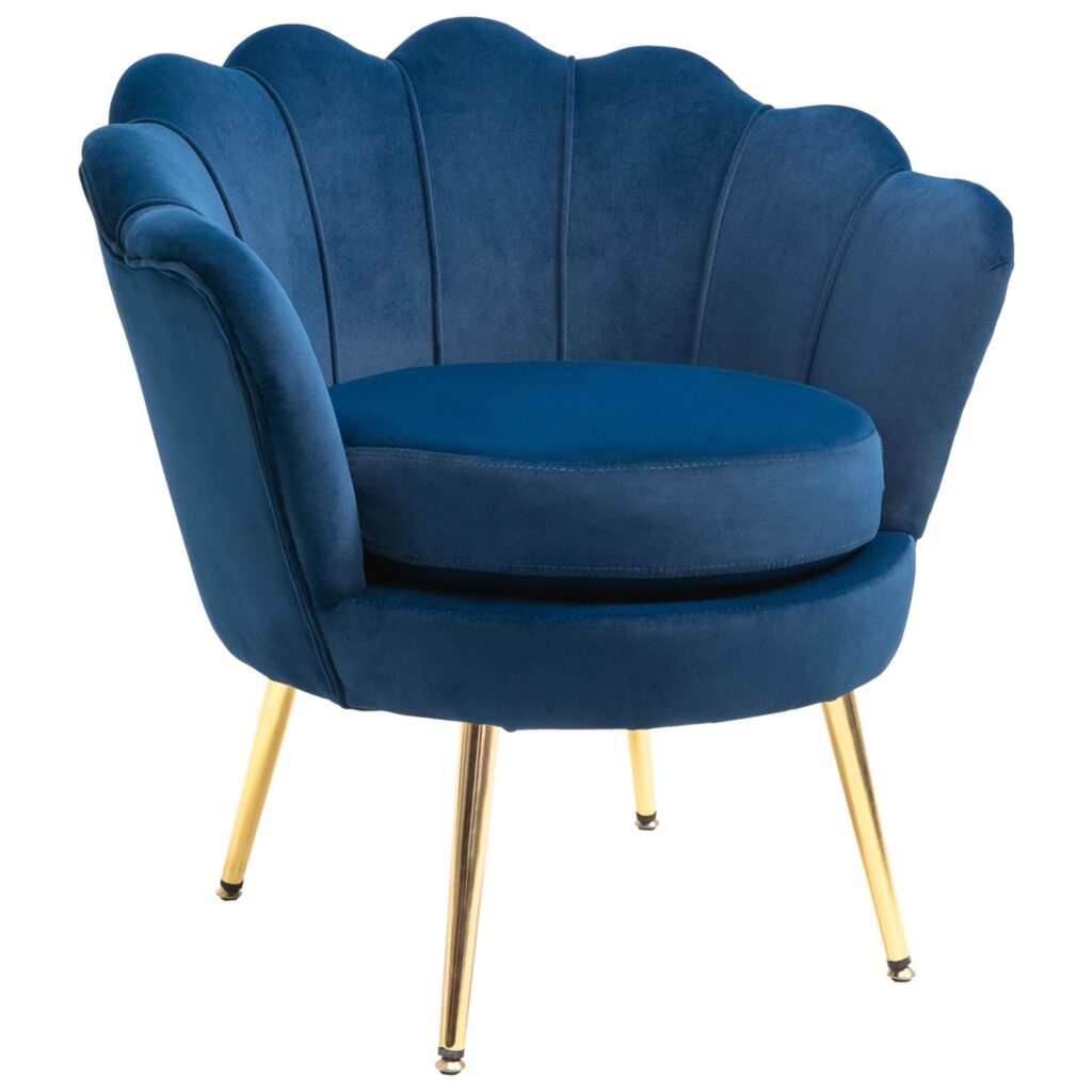 Oigger Poltrona Vintage di Design in Velluto Blu