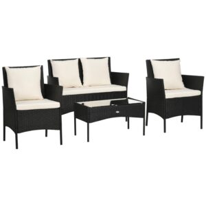 Oigger Set da Giardino 4Pezzi in Rattan con 2 Sedie