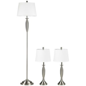 Oigger Set con Lampada da Terra e Lampada da Tavolo in Acciaio e Tessuto