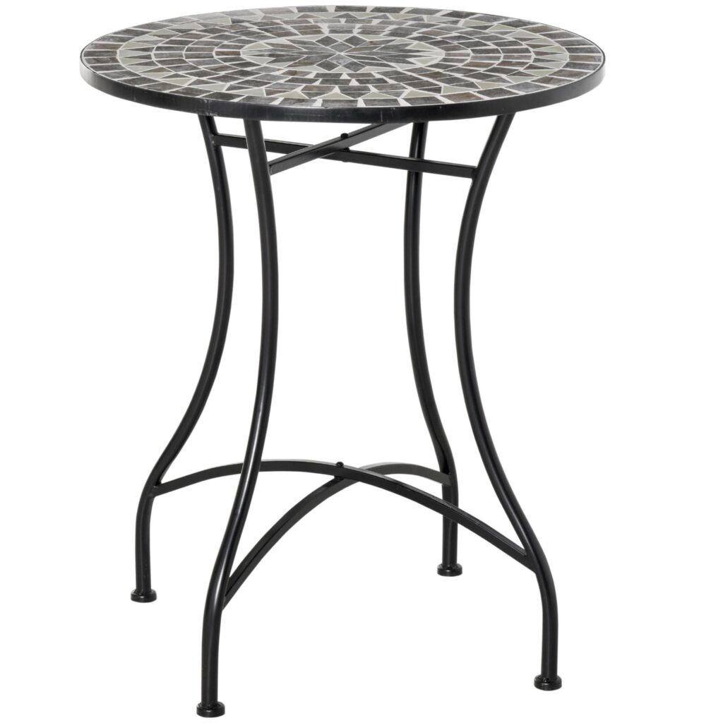 Oigger Tavolino da Giardino Piccolo in Metallo e Ceramica
