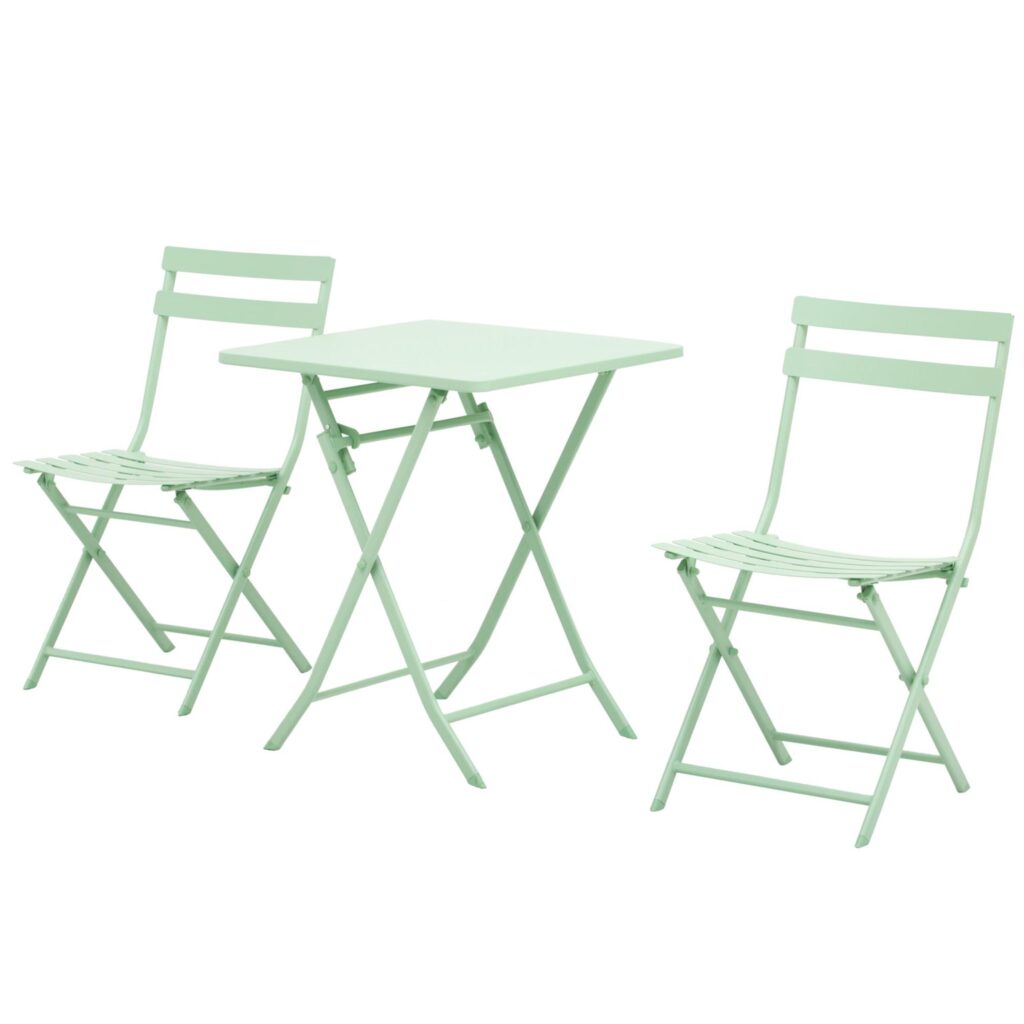 Oigger Set Tavolo e Sedie da Giardino ed Esterno in Metallo Verde