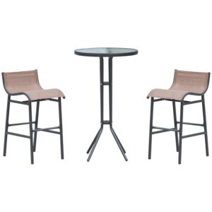 Oigger Set da Bar/Ristorante 3 Pezzi: 2 Sgabelli (40.5x50x82cm) 1 Tavolo Vetro Temperato (?60x102cm)