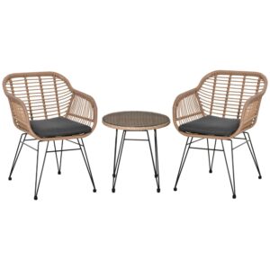 Oigger Set Mobili da Giardino in Rattan PE Stile Boho