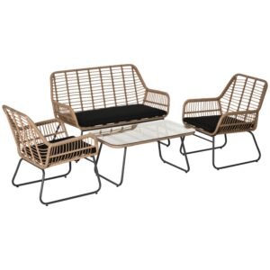 Oigger Set Mobili da Giardino Stile Boho in Rattan PE con 2 Poltrone