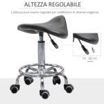 Sgabello Regolabile in Altezza con 5 Ruote e Seduta Ergonomica Imbottita in Gommapiuma