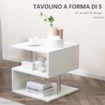 Moderno Tavolino Basso Da Salotto in Legno 50 x 50 x 50cm Bianco