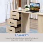 Scrivania PC Moderna per Camera con 3 Cassetti e 3 Scaffali in Legno per Casa e Ufficio 120x49x72cm