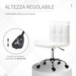 Sedia Girevole Altezza Regolabile in Pelle Sintetica 46 × 51 × 80-92cm