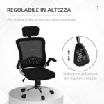 Sedia da Ufficio con Poggiatesta e Altezza Regolabili