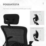 Sedia da Ufficio con Poggiatesta e Altezza Regolabili