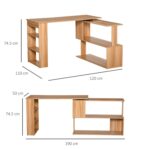 Scrivania Computer PC Angolare con Design a L Girevole a 5 Ripiani per Casa e Ufficio