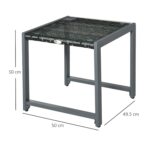 Tavolino da Caffè da Giardino Piano in Vetro Temperato in Rattan Alluminio 50 x 49