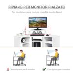 Scrivania PC in Legno con Ripiano Monitor