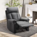 Poltrona Relax Reclinabile Imbottita Ergonomica con Poggiapiedi Pelle PU 80 x 97 x 107cm Nero